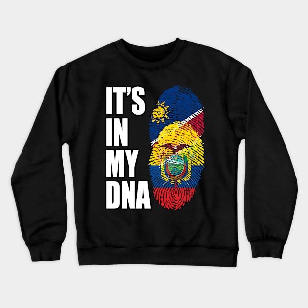 Ecuadorian And Namibian Mix DNA Flag Heritage Crewneck Sweatshirt by Just Rep It!!